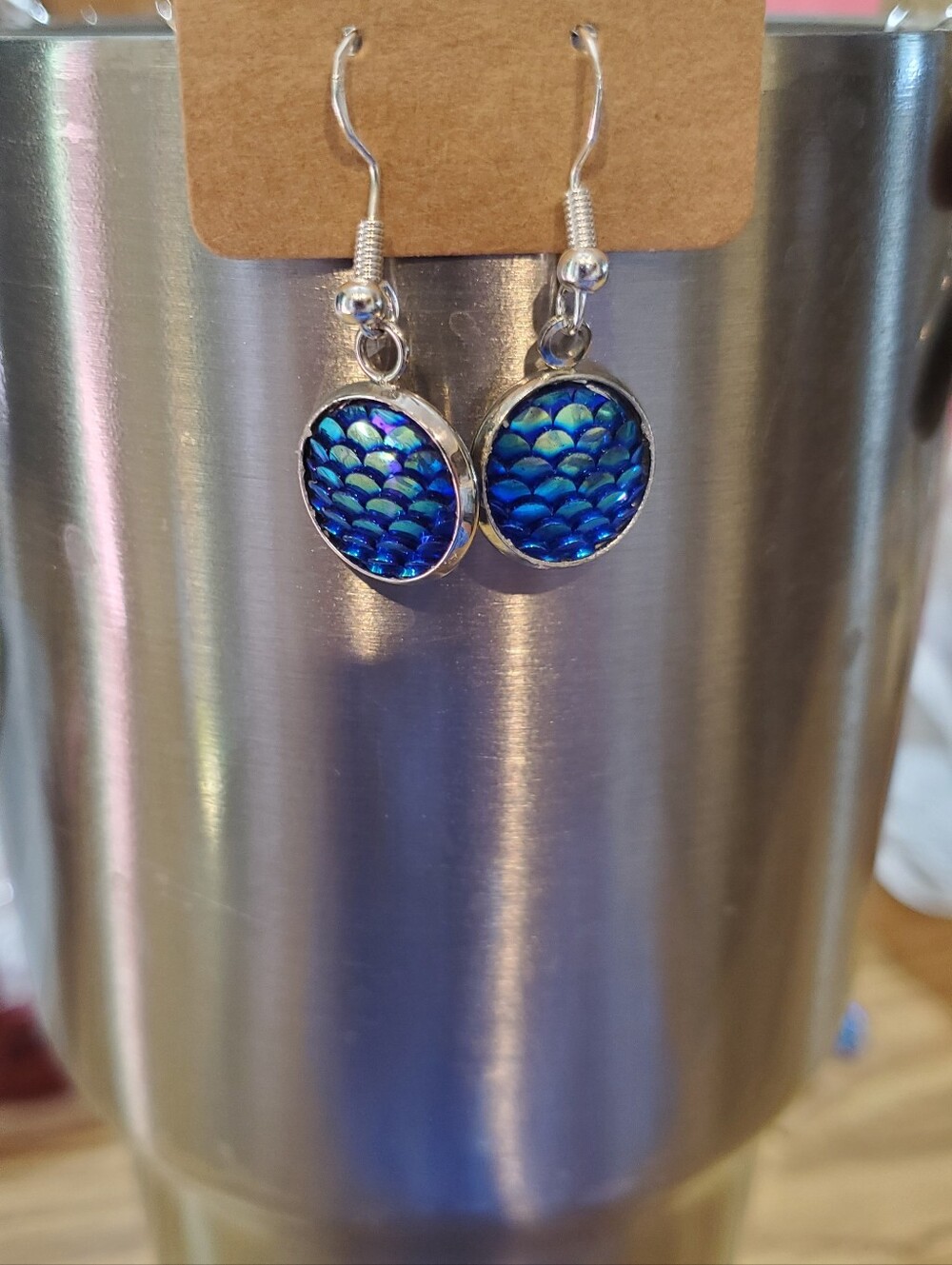 Women's Sterling Silver Druzy Earrings.